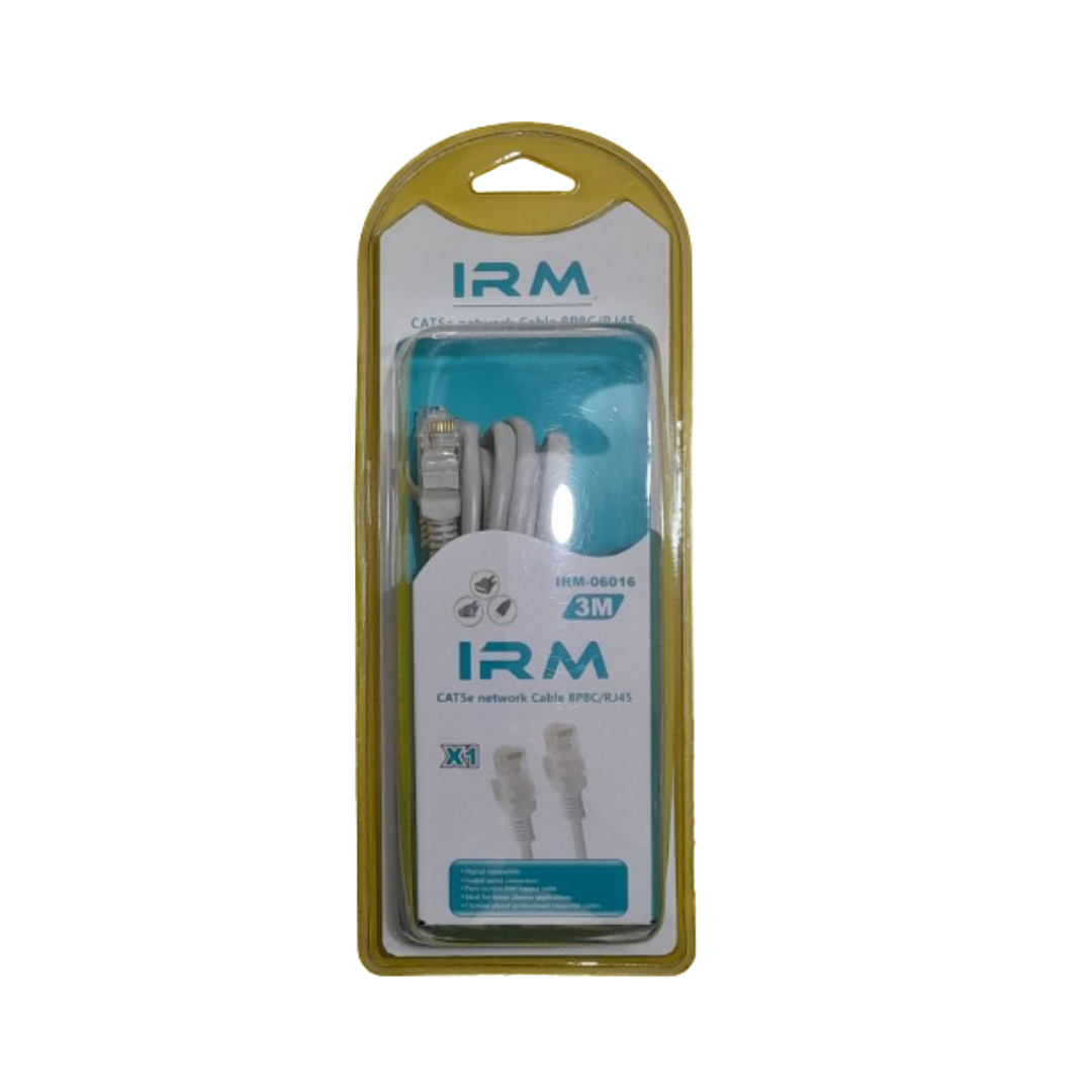 Cable de red marca IRM CAT5e 3 Metros