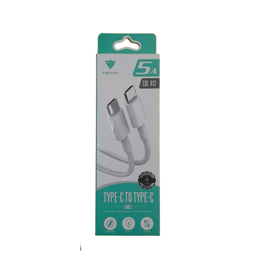 Cable USB Tipo C a Tipo C 1 Metro 5A Tecnix