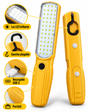 Lámpara De 56 Led Multifuncional Con Imanes Y Gancho Naranja