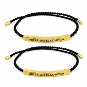 Pulsera Dios Tiene El Control Ajustable Regalo Cristiano 2unidades Dorado