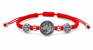 Pulsera Roja Medalla San Benito Protección De Todo Mal