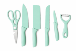 Set De 6 Piezas Para Cocina Cuchillos Y Tijera Verde