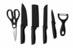 Set De 6 Piezas Para Cocina Cuchillos Y Tijera Negro